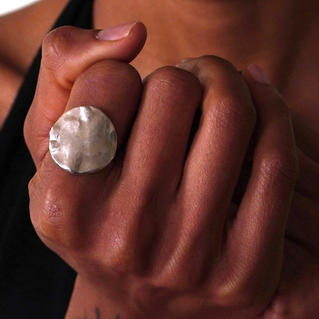Sterling Silver Flat Circle Ring - The Ripple