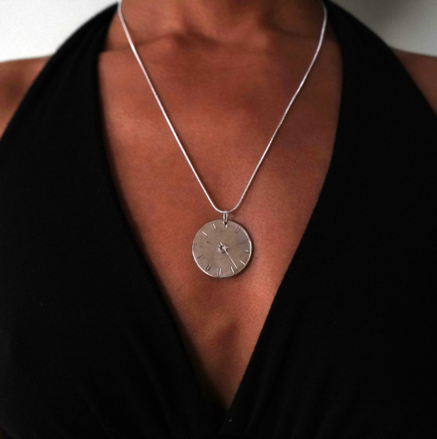 Sterling Silver Clock Pendant