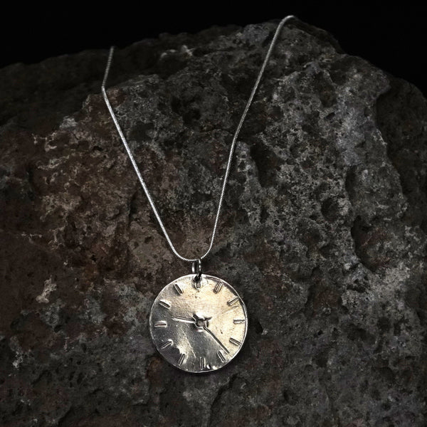 Sterling Silver Clock Pendant