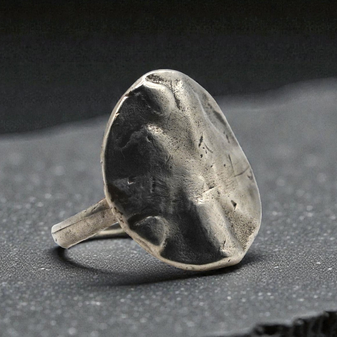 Sterling Silver Flat Circle Ring - The Ripple